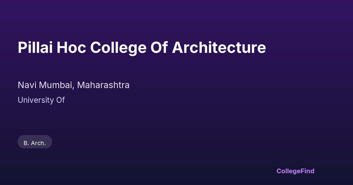 pillai hoc college of architecture