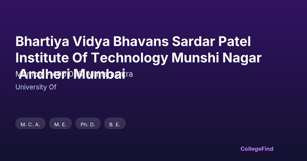 bhartiya vidya bhavans sardar patel institute of technology munshi nagar andheri mumbai