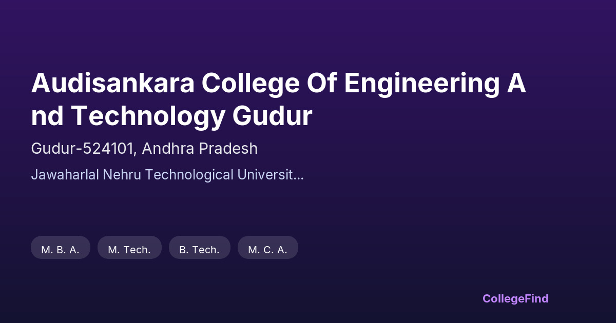 audisankara college of engineering and technology gudur