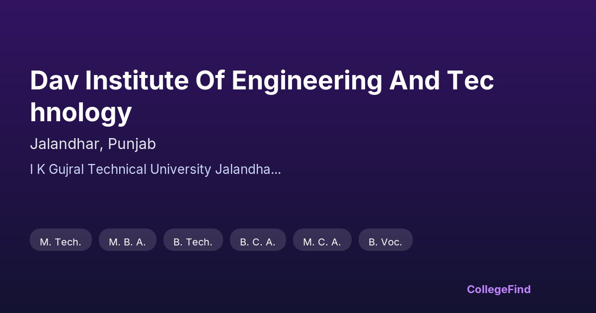 dav institute of engineering and technology