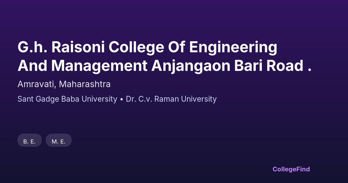 g.h. raisoni college of engineering and management anjangaon bari road .