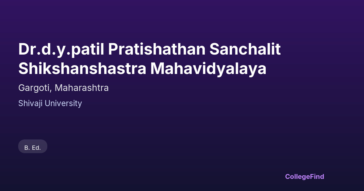 dr.d.y.patil pratishathan sanchalit shikshanshastra mahavidyalaya