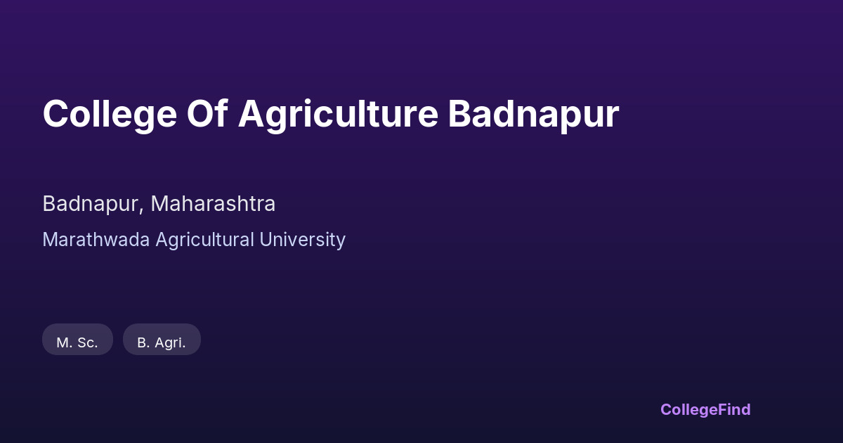 college of agriculture badnapur