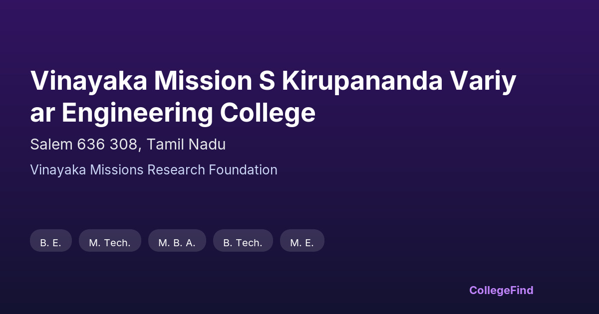 vinayaka mission s kirupananda variyar engineering college