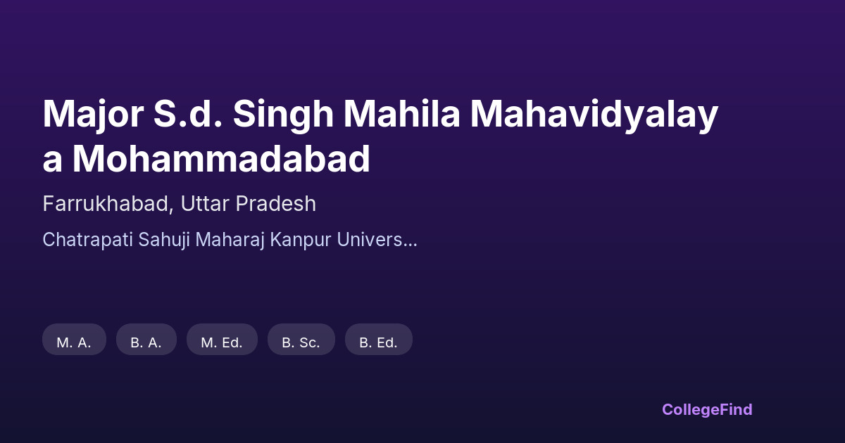 major s.d. singh mahila mahavidyalaya mohammadabad
