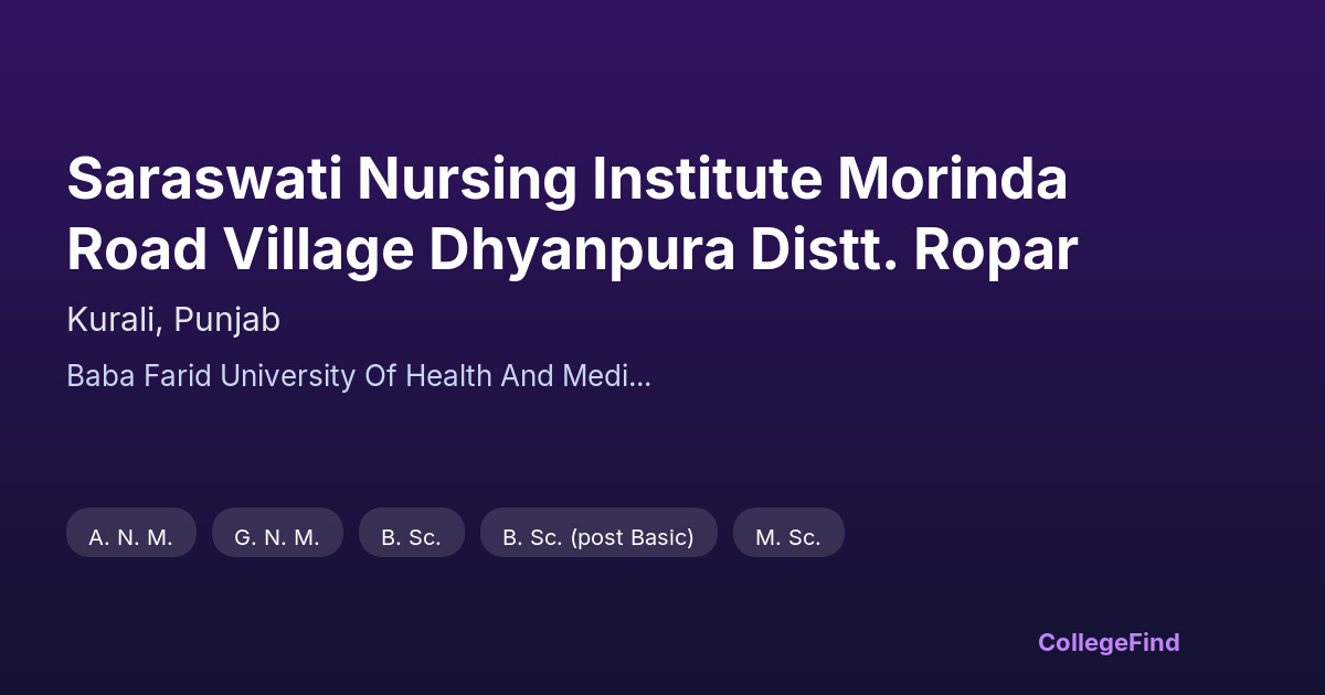 saraswati nursing institute morinda road village dhyanpura distt. ropar