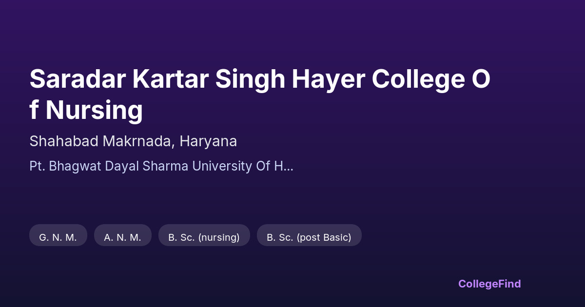 saradar kartar singh hayer college of nursing