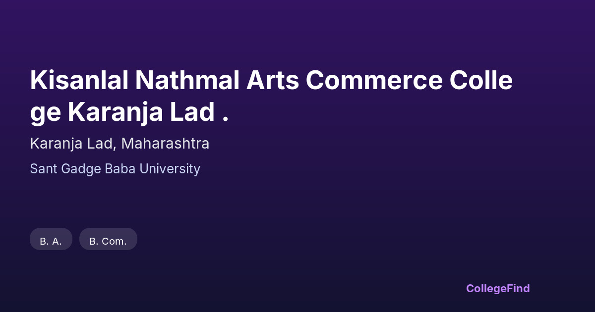 kisanlal nathmal arts commerce college karanja lad .