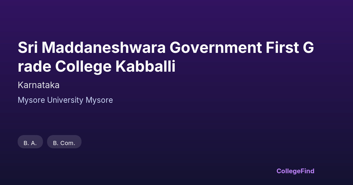 sri maddaneshwara government first grade college kabballi