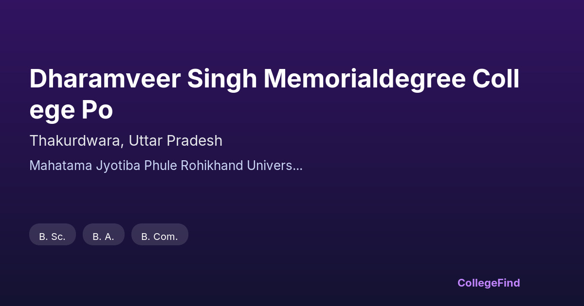 dharamveer singh memorialdegree college po