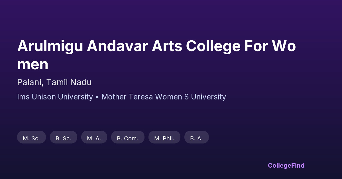 arulmigu andavar arts college for women