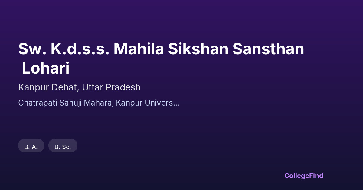 sw. k.d.s.s. mahila sikshan sansthan lohari