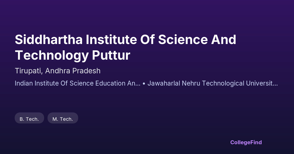 siddhartha institute of science and technology puttur
