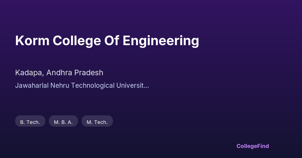 korm college of engineering