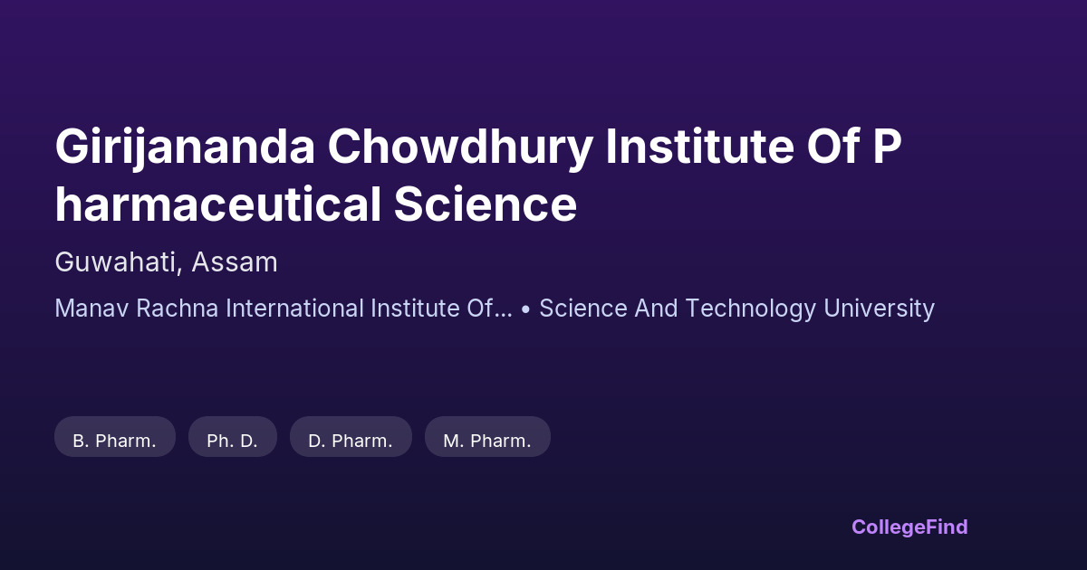 girijananda chowdhury institute of pharmaceutical science