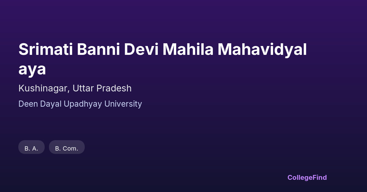 srimati banni devi mahila mahavidyalaya