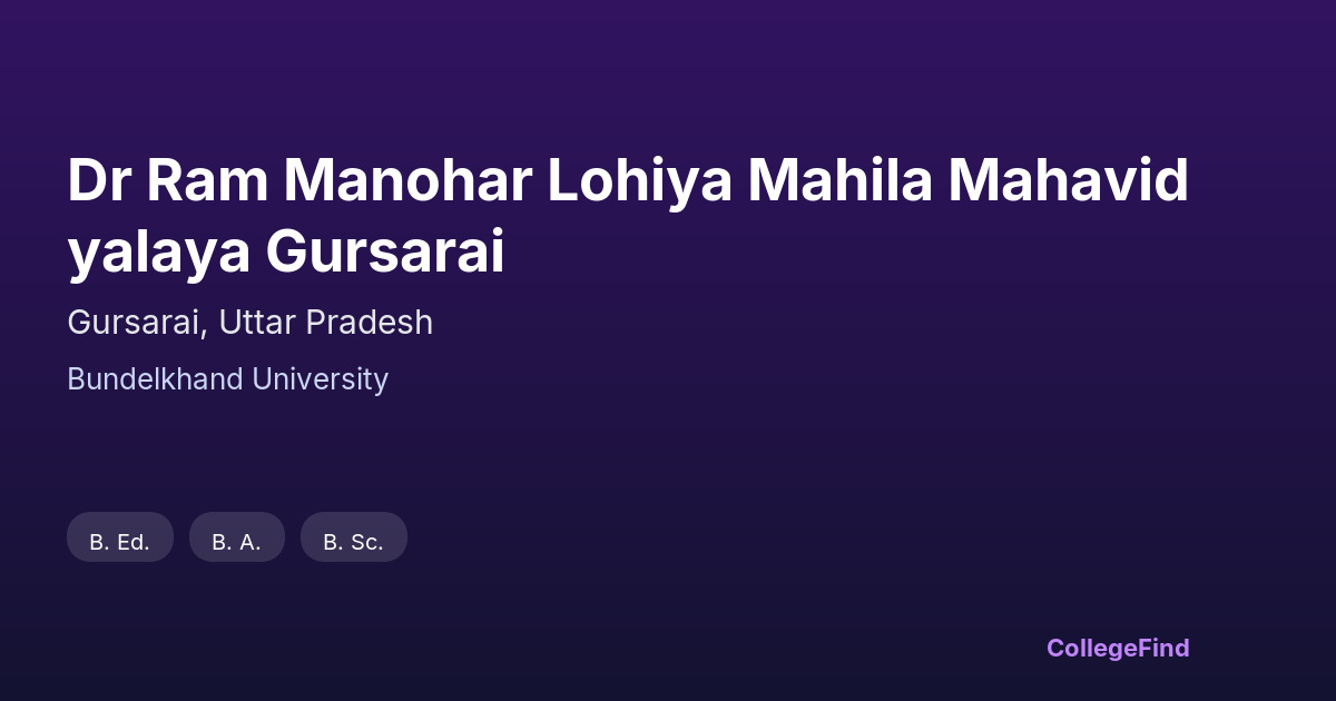 dr ram manohar lohiya mahila mahavidyalaya gursarai