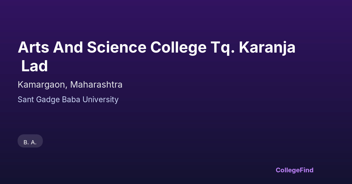 arts and science college tq. karanja lad