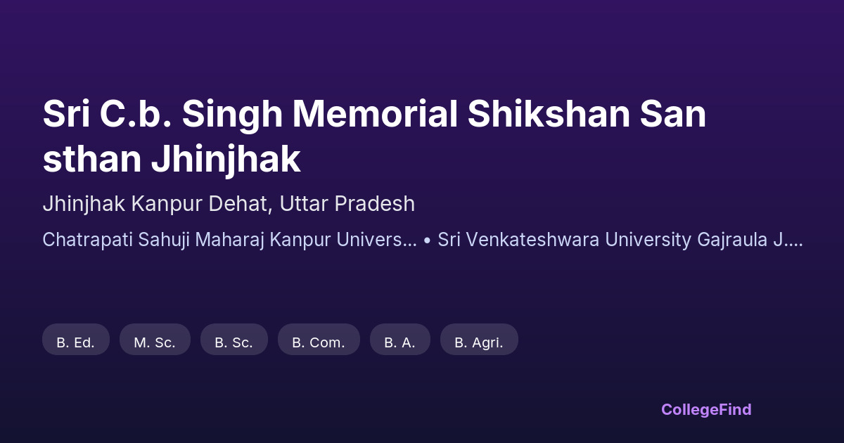 sri c.b. singh memorial shikshan sansthan jhinjhak