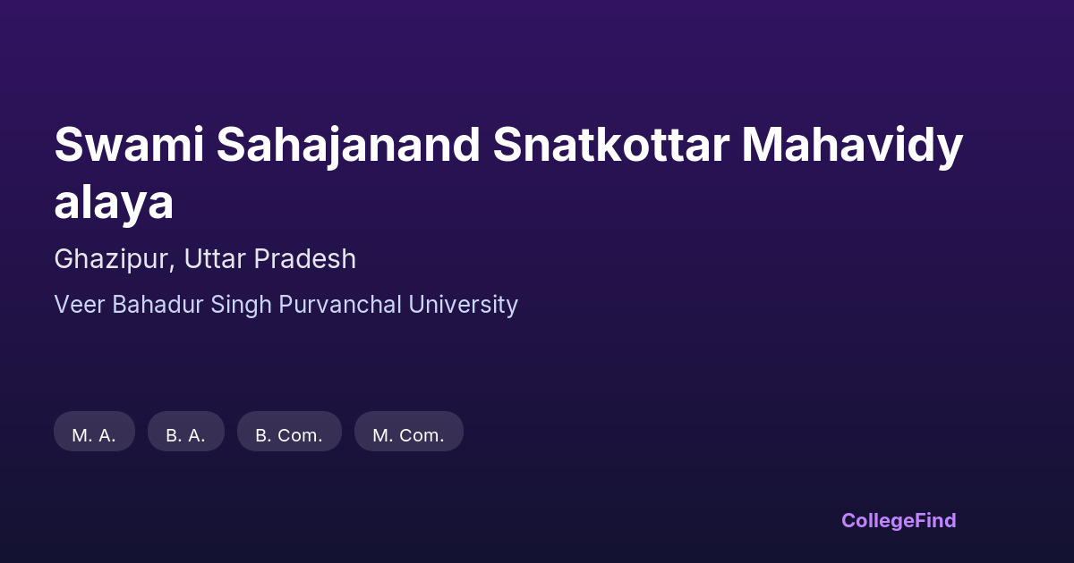 swami sahajanand snatkottar mahavidyalaya