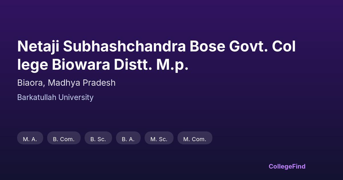 netaji subhashchandra bose govt. college biowara distt. m.p.