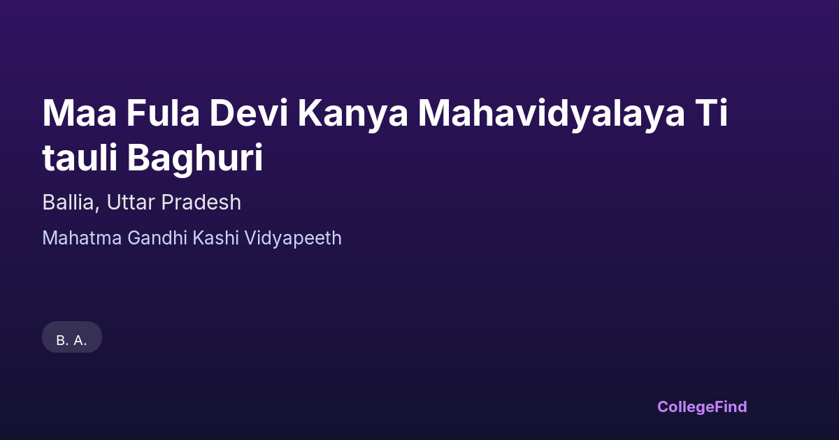 maa fula devi kanya mahavidyalaya titauli baghuri