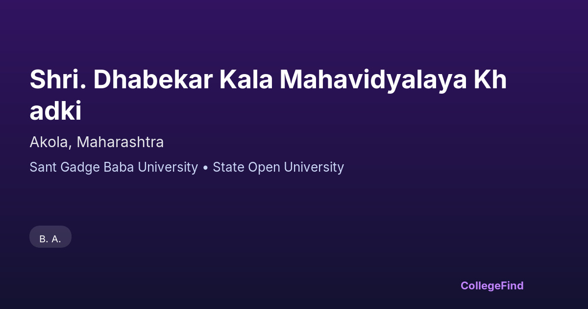 shri. dhabekar kala mahavidyalaya khadki