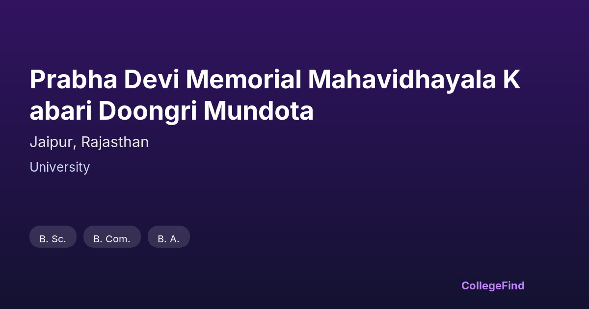 prabha devi memorial mahavidhayala kabari doongri mundota