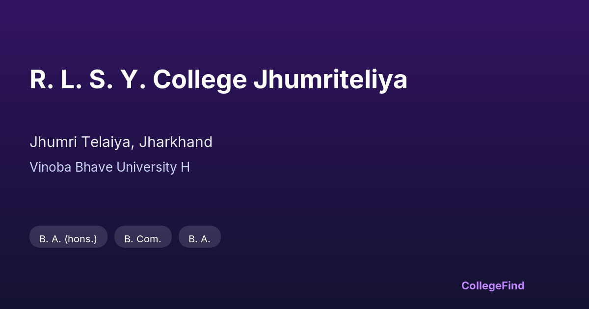 r. l. s. y. college jhumriteliya