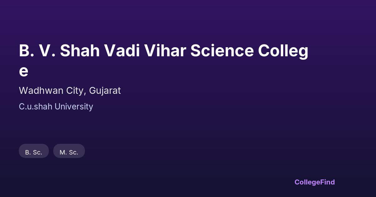 b. v. shah vadi vihar science college