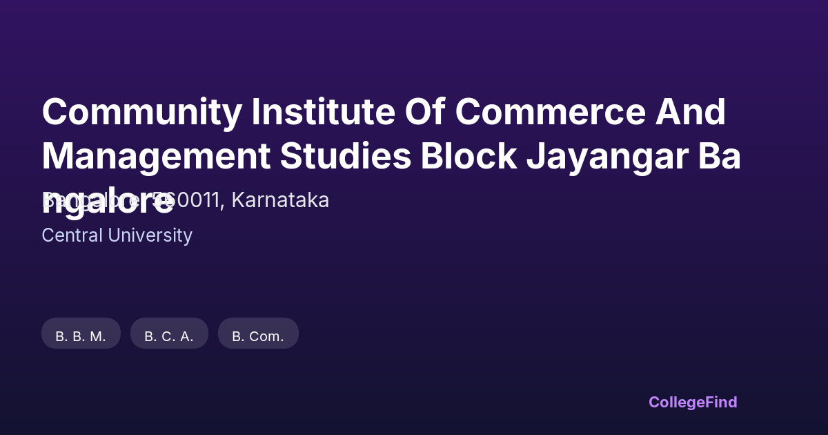 community institute of commerce and management studies block jayangar bangalore