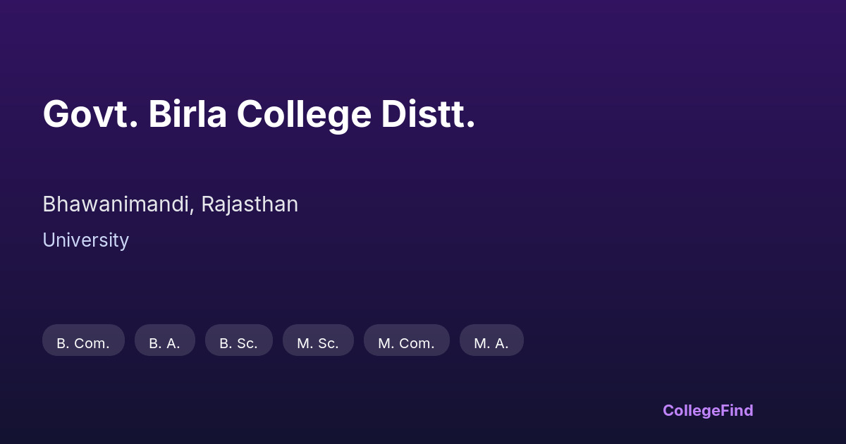 govt. birla college distt.