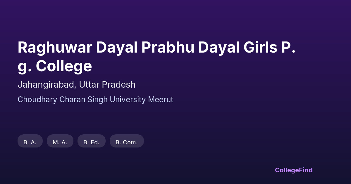 raghuwar dayal prabhu dayal girls p.g. college