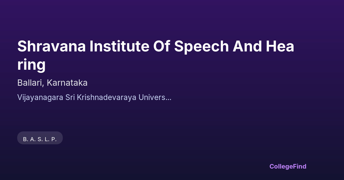 shravana institute of speech and hearing