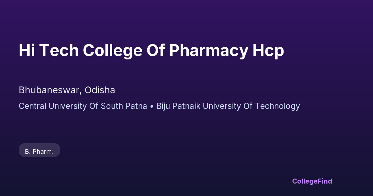hi tech college of pharmacy hcp