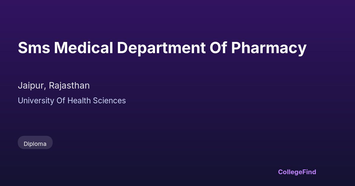 sms medical department of pharmacy