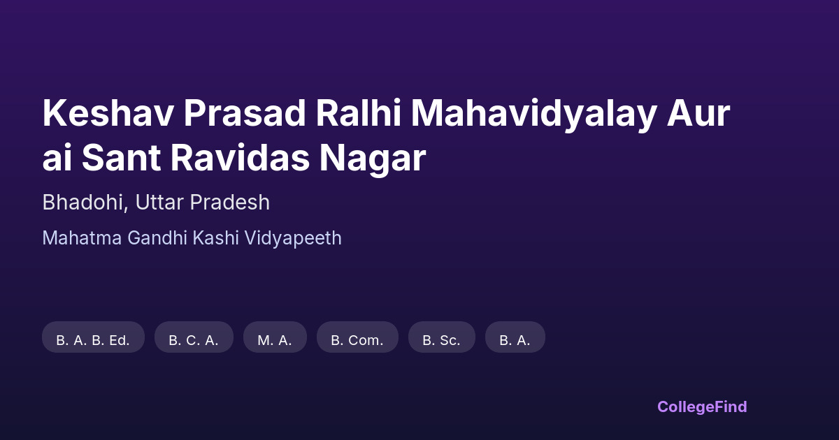 keshav prasad ralhi mahavidyalay aurai sant ravidas nagar