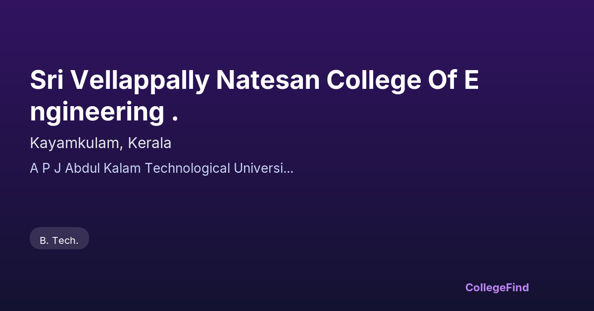 sri vellappally natesan college of engineering .