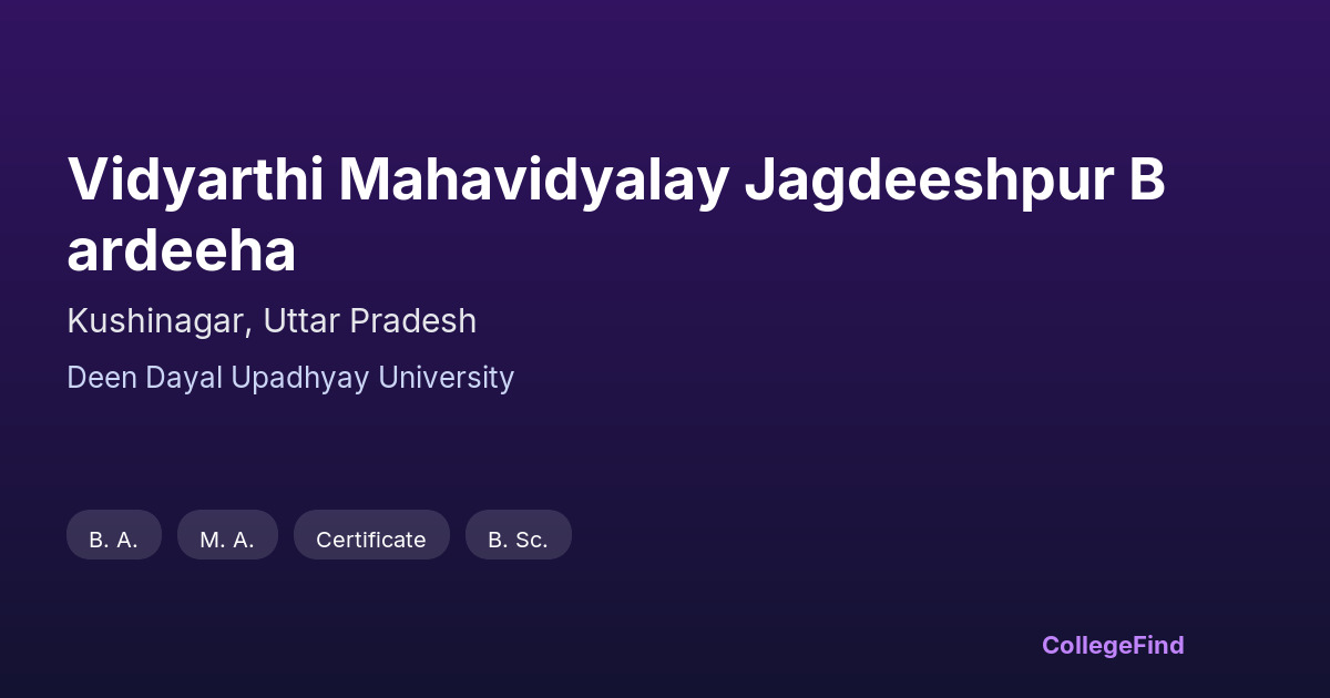 vidyarthi mahavidyalay jagdeeshpur bardeeha