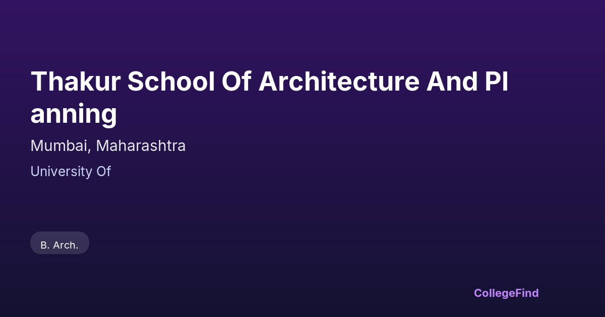 thakur school of architecture and planning