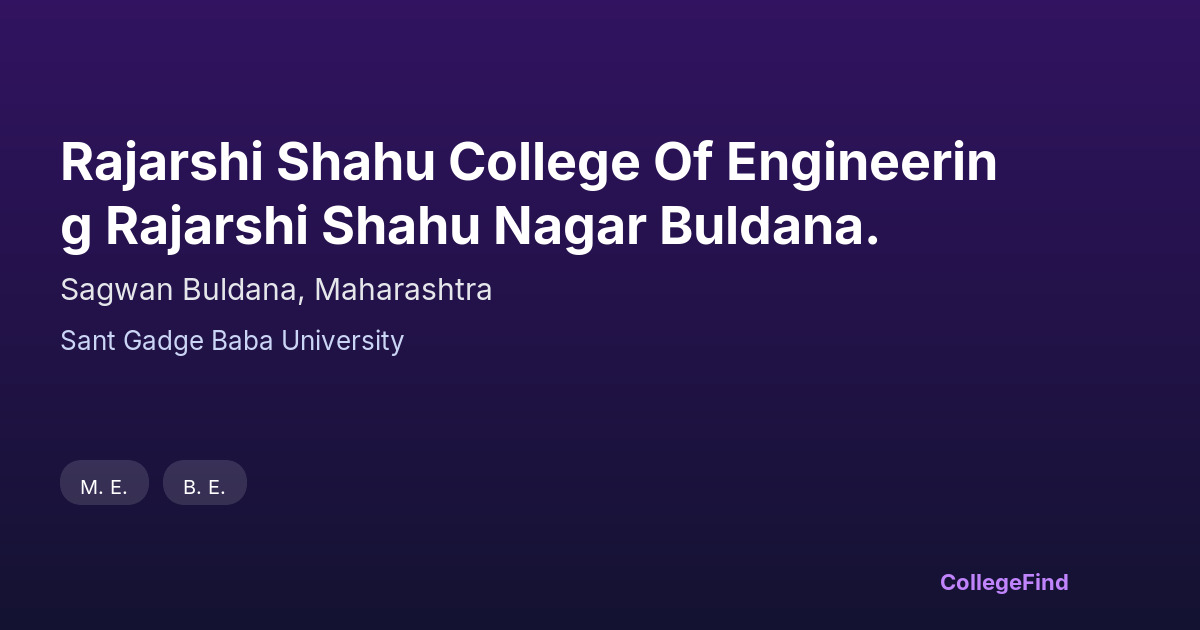 rajarshi shahu college of engineering rajarshi shahu nagar buldana.