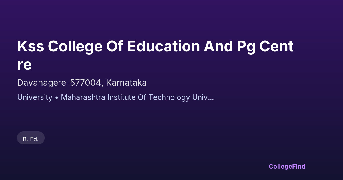 kss college of education and pg centre
