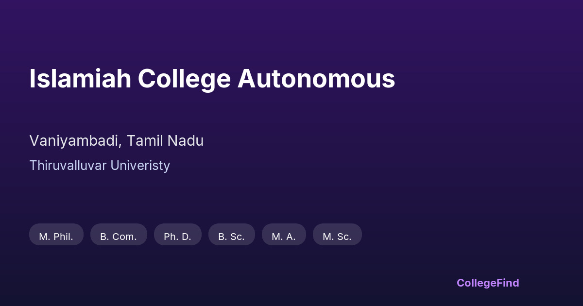 islamiah college autonomous