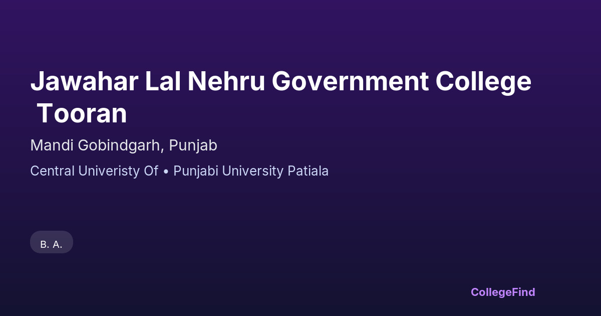 jawahar lal nehru government college tooran