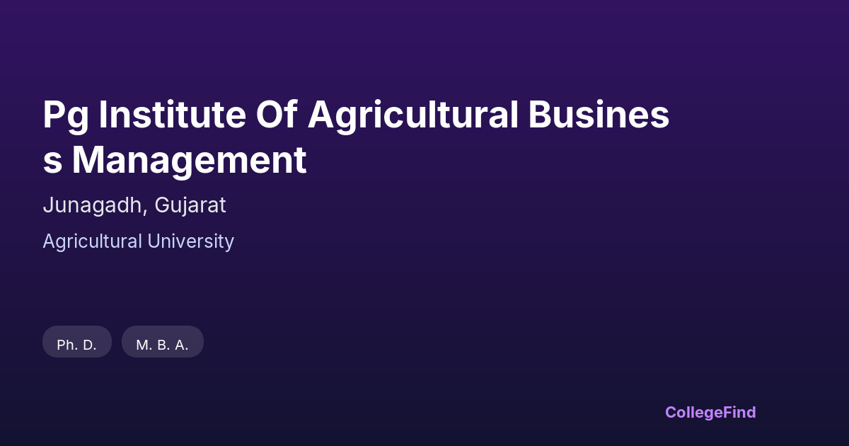 pg institute of agricultural business management