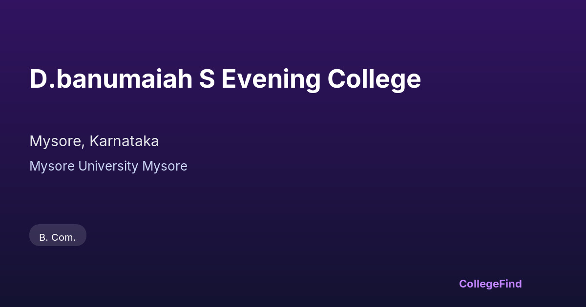 d.banumaiah s evening college