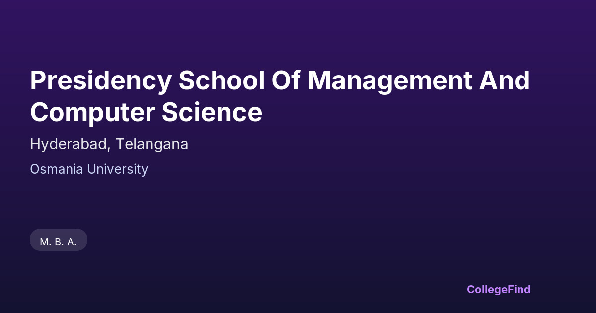 presidency school of management and computer science