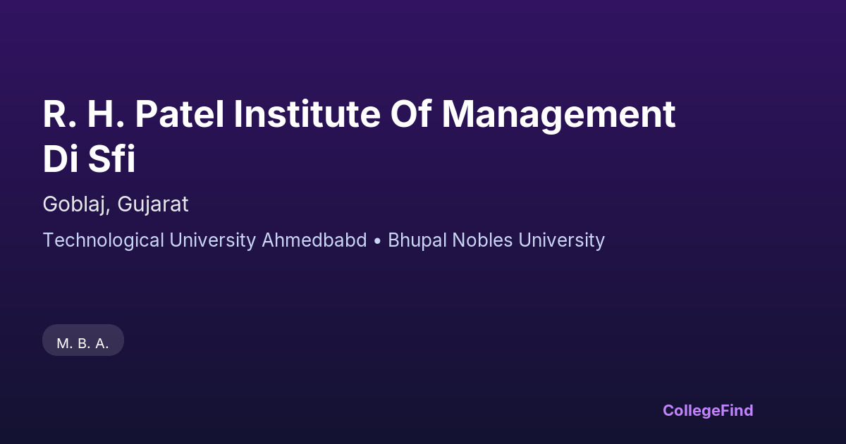 r. h. patel institute of management di sfi