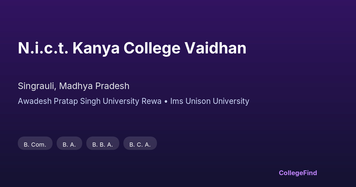 n.i.c.t. kanya college vaidhan