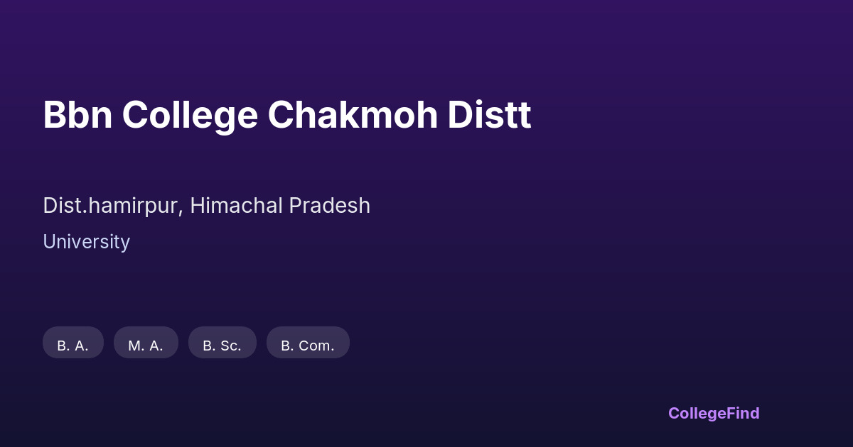 bbn college chakmoh distt